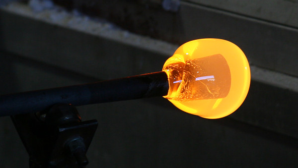 Steph's gather of molten glass