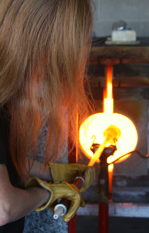 heating the gather in the Glory Hole furnace